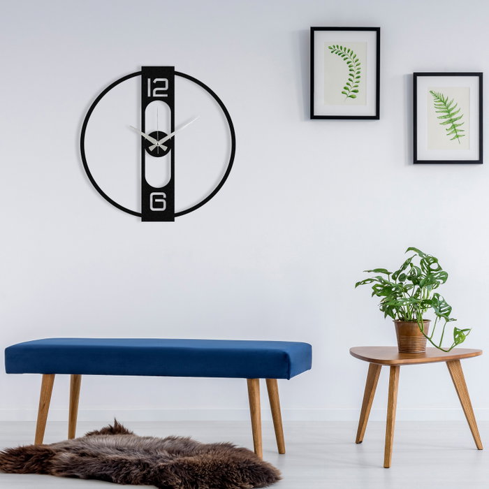 Wallity Enzo Reloj de Pared Decorativo de Metal Negro